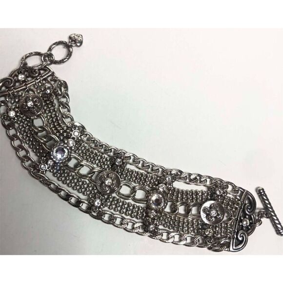 1096 Brighton Vintage Lux Crystal toggle chain Bracelet 7.25" - Picture 2 of 2